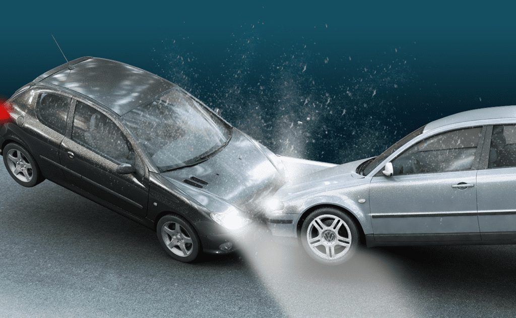 Bilulykke frontalt sammenstød 3D illustration